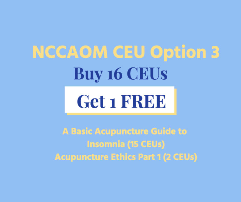 Insomnia (15 CEUs) & Ethics Course (2 CEUs) Buy 16 Acupuncture CEUs
